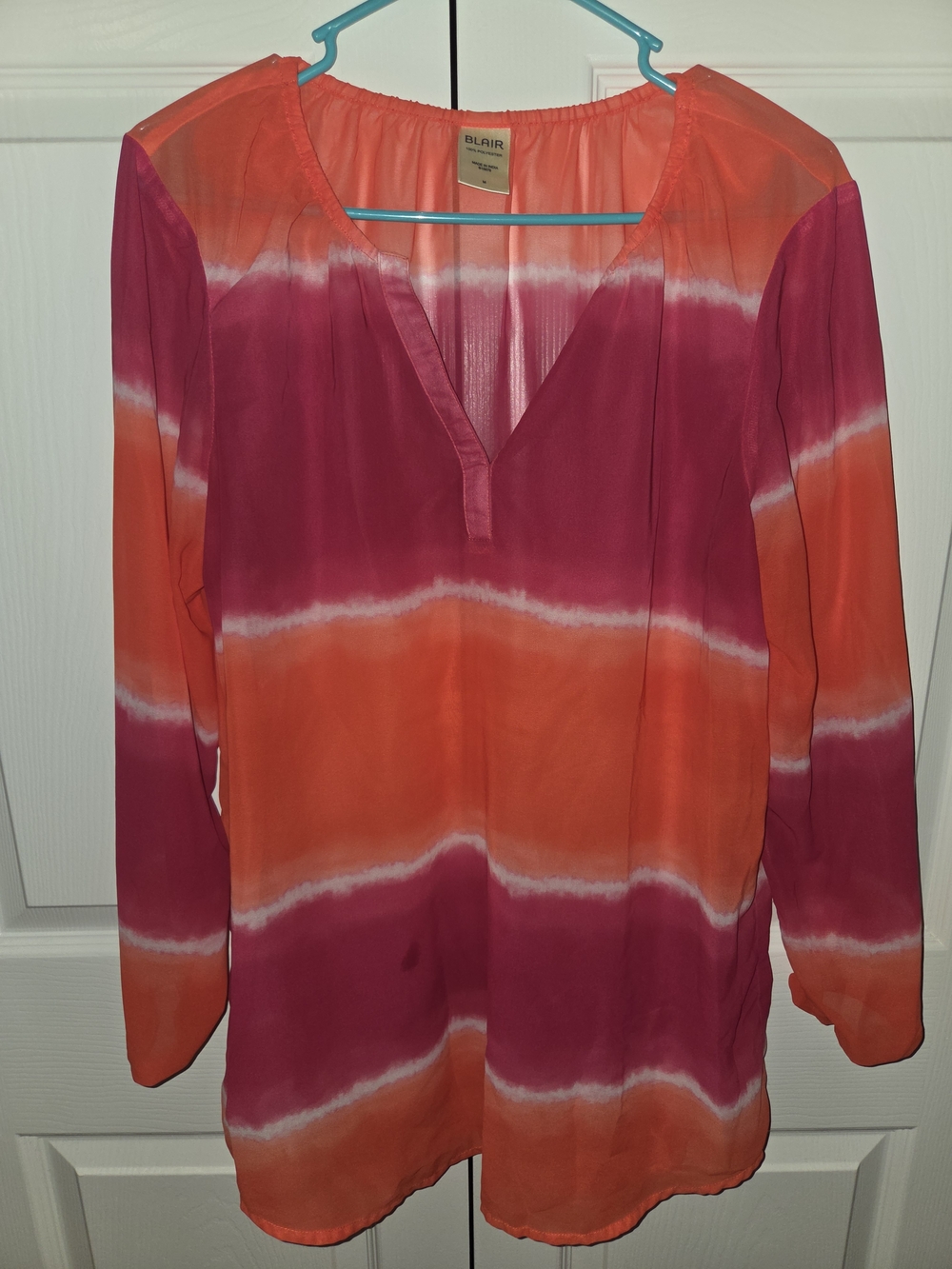 Blair Pink and Orange V-Neck Tie-Dye Tunic